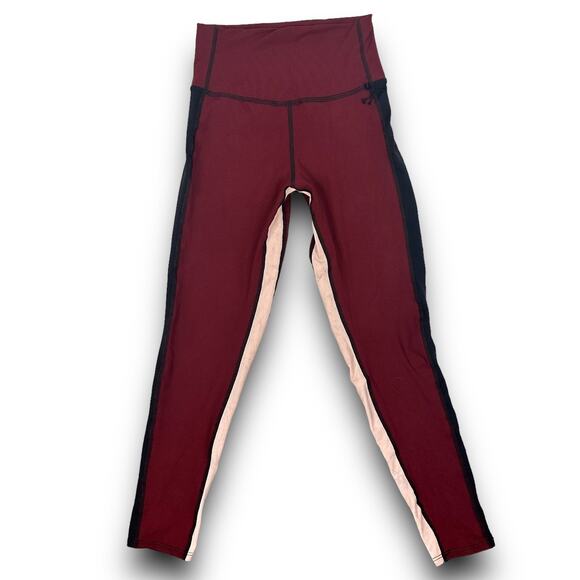 NEW Electric & Rose High Rise Waist Athletic Leggings Maroon Black Pink Small - Picture 3 of 9